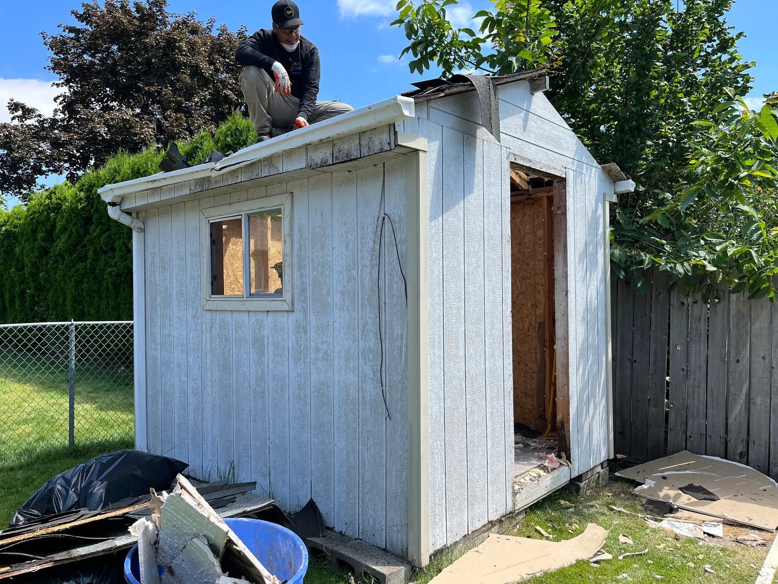 Backyard shed ready for demolition and removal by Bison Dump in Salem, Oregon